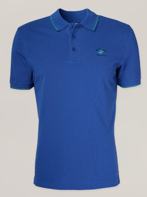 Niebieska koszulka polo z kontrastami