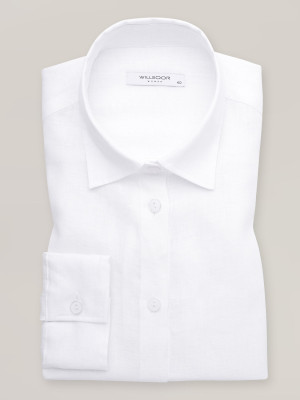 Biała bluzka o prostym kroju z lnu naturalnego