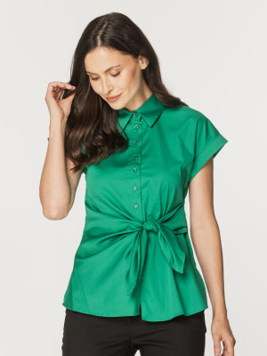 Zielona bluzka damska z wiązaniem