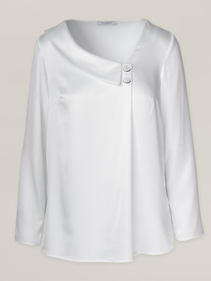Biała satynowa bluzka damska o prostym kroju