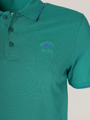 Zielona koszulka polo z kontrastami