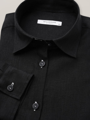 Czarna bluzka o prostym kroju z lnu naturalnego