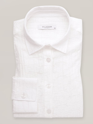 Biała, żakardowa bluzka o prostym kroju