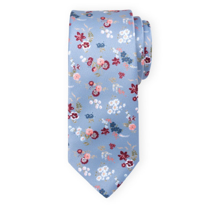 Błękitny krawat w kwieciste wzory