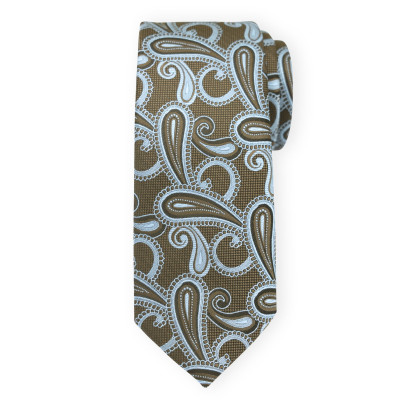 Brązowy krawat w błękitne wzory
