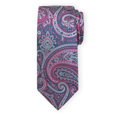 Granatowy krawat w kwieciste wzory