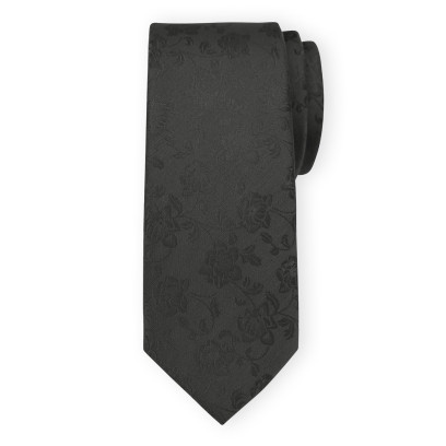 Czarny krawat w kwiecisty wzór