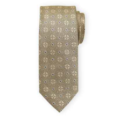 Beżowo-brązowy krawat we wzory