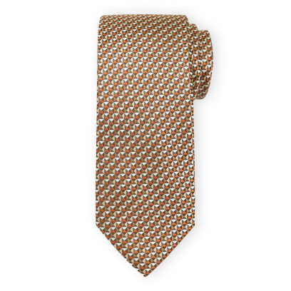 Brązowy krawat w geometryczny wzór