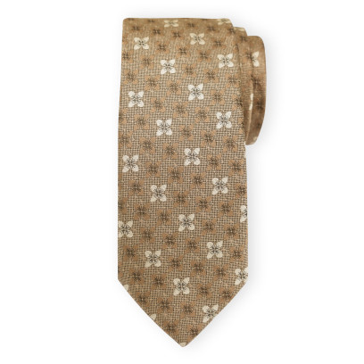 Brązowo-beżowy krawat we wzory