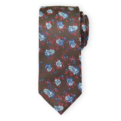Brązowy krawat w kwiaty
