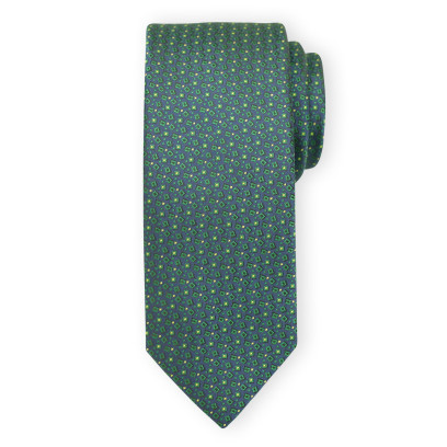 Granatowy krawat w zielone kwadraty