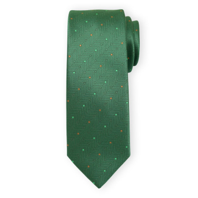 Zielony krawat w jodełkę
