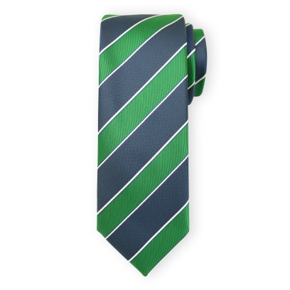 Krawat klubowy w granatowe i zielone pasy