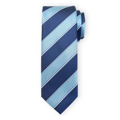 Krawat klubowy w granatowe i błękitne pasy