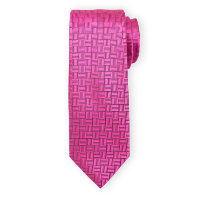 Różowy krawat w drobny wzór