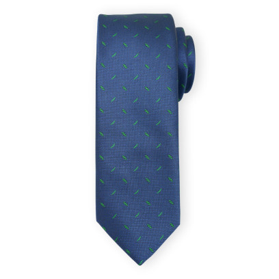 Granatowy krawat w zielone łezki