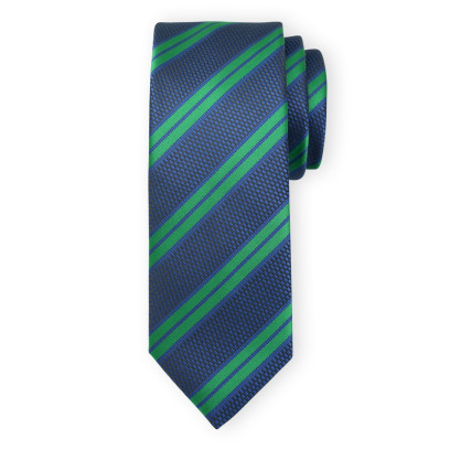 Granatowy krawat z zielonymi paskami