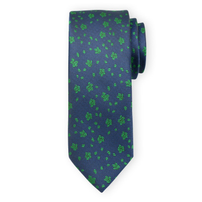 Granatowy krawat w zielone kwiaty